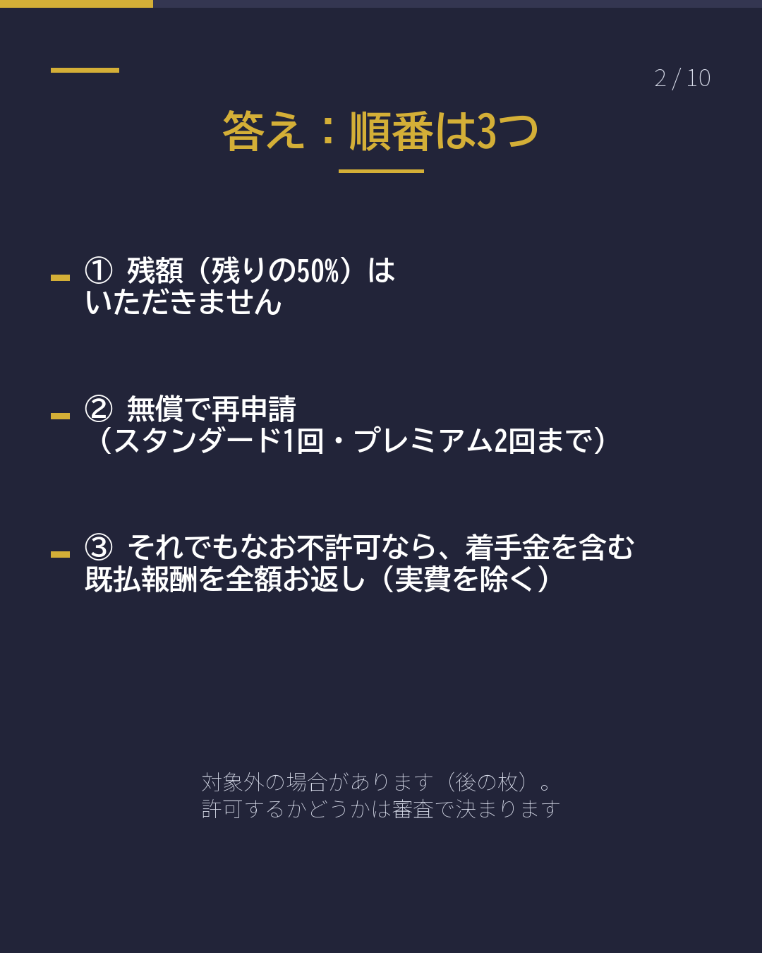 不許可になったら、 お金はどうなる?(2/10)