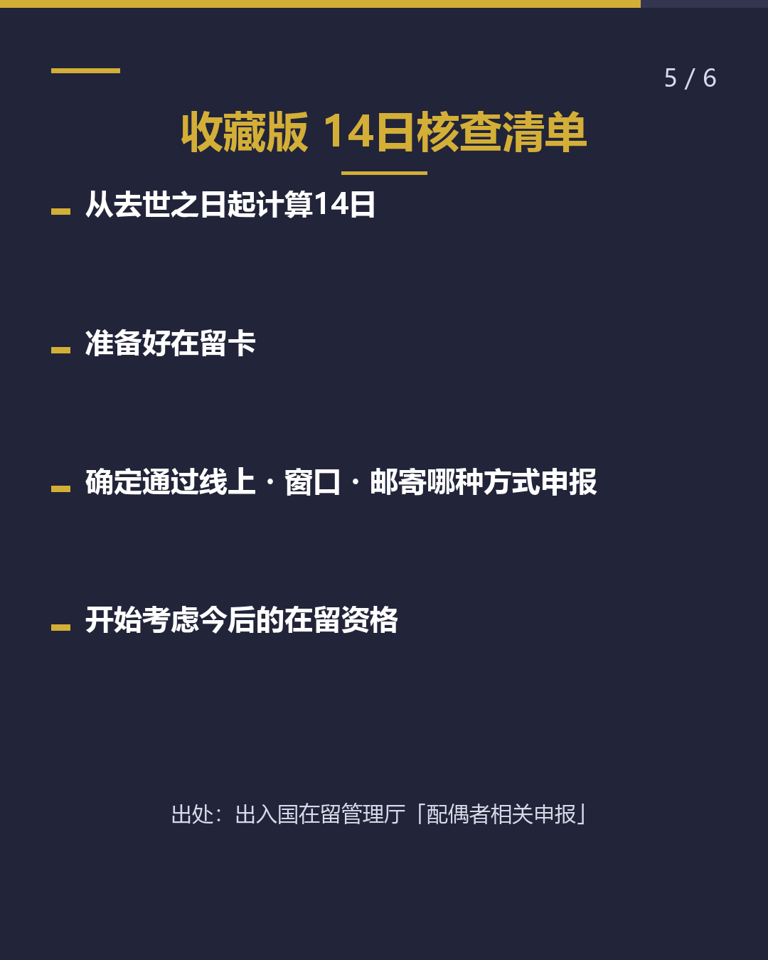 配偶者去世时 须在14日内 向入管局申报（5/6）