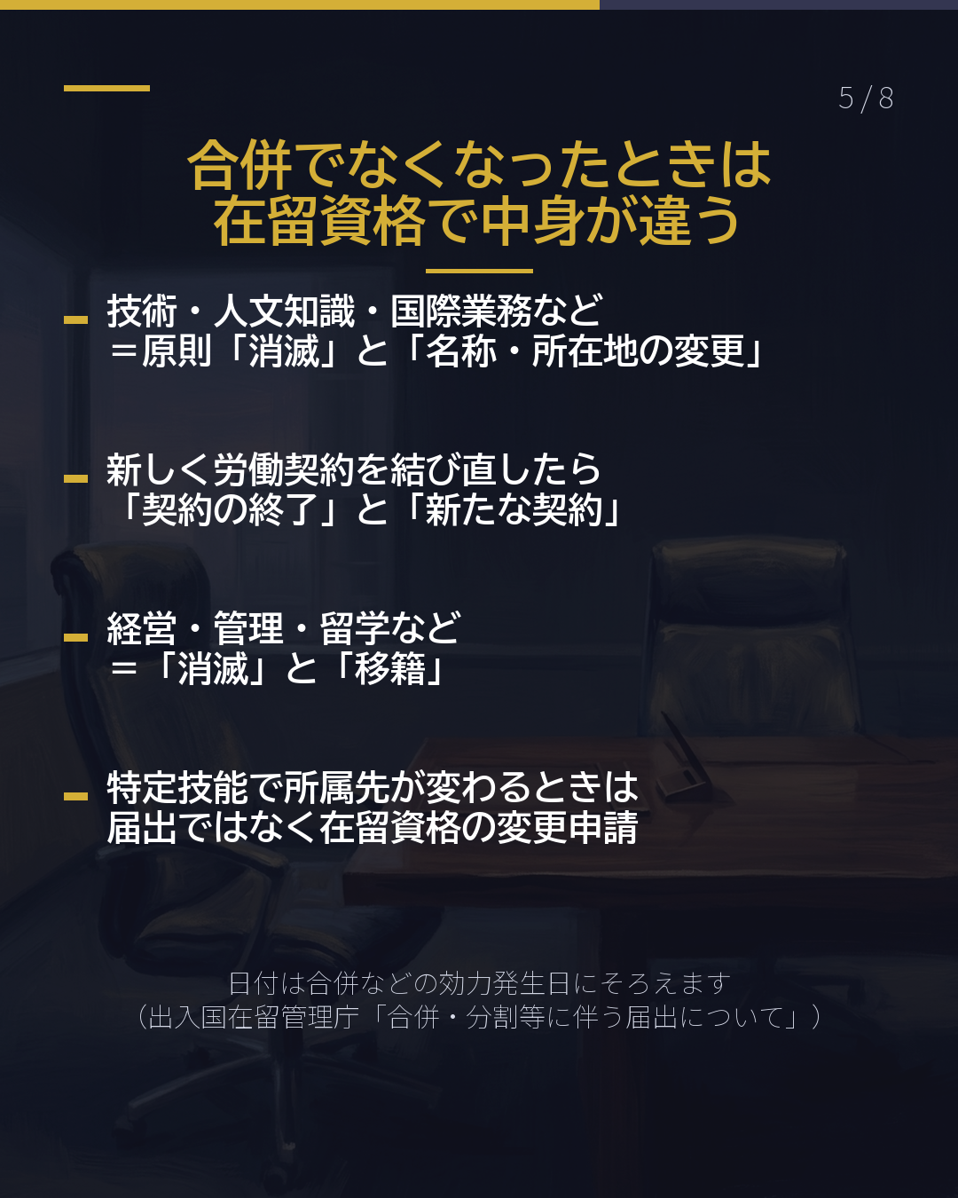 会社の名前・住所が 変わった・合併した 本人が入管へ14日以内(5/8)