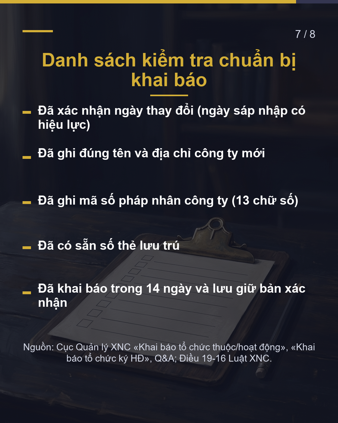 Tên/địa chỉ công ty thay đổi hoặc sáp nhập Bản thân nộp Cục Di trú trong 14 ngày(7/8)