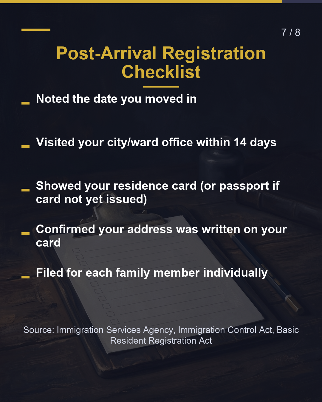 First Step After Arrival 14 Days to Register at Your City/Ward Office（7/8）
