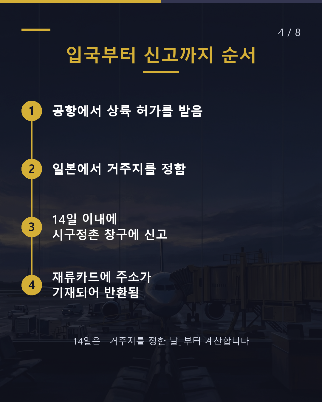 입국 후 첫 신고 주소 확정 후 14일 이내 창구는 시구정촌(4/8)