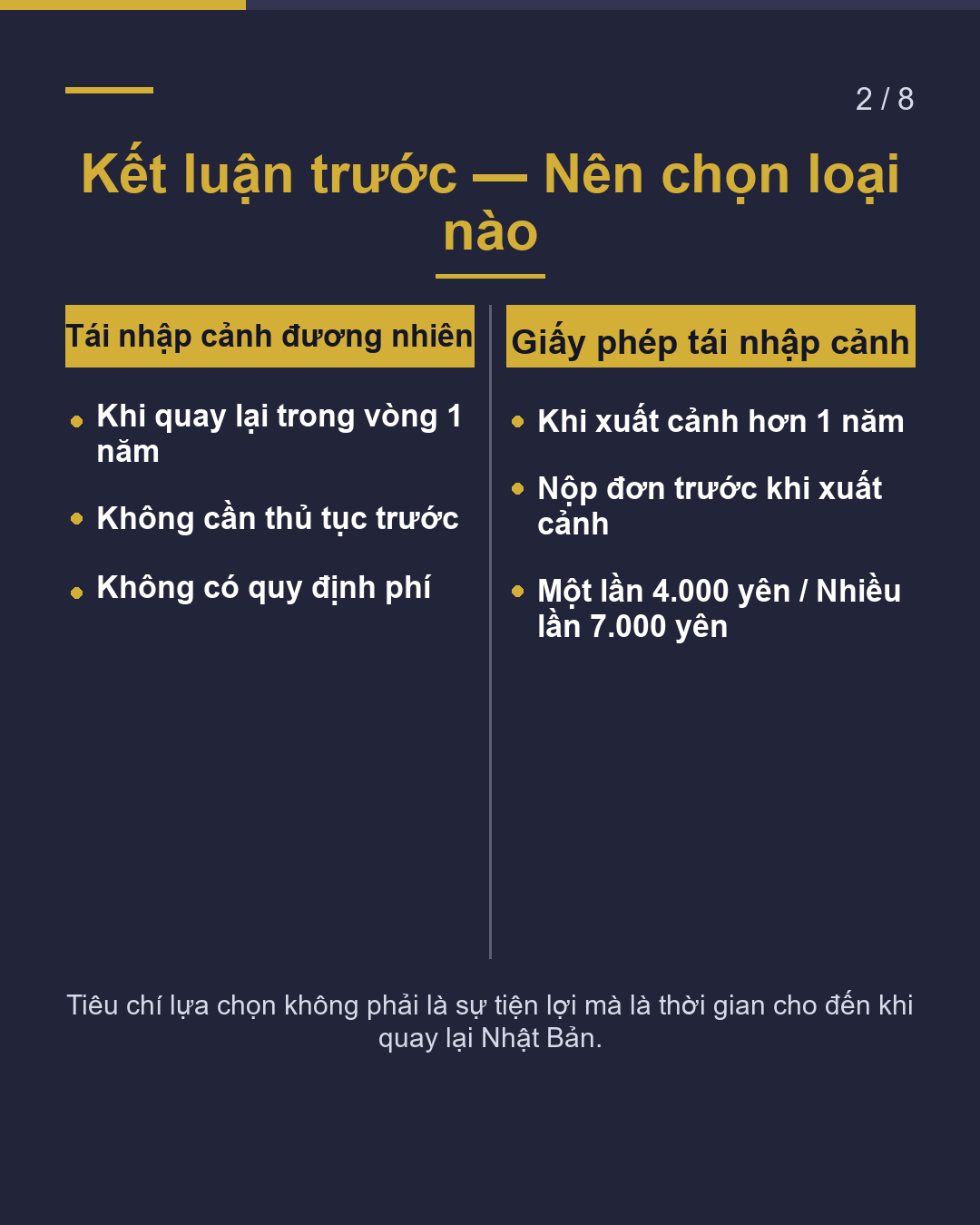 Sự khác biệt giữa Tái nhập cảnh được coi là đương nhiên và Giấy phép tái nhập cảnh(2/8)