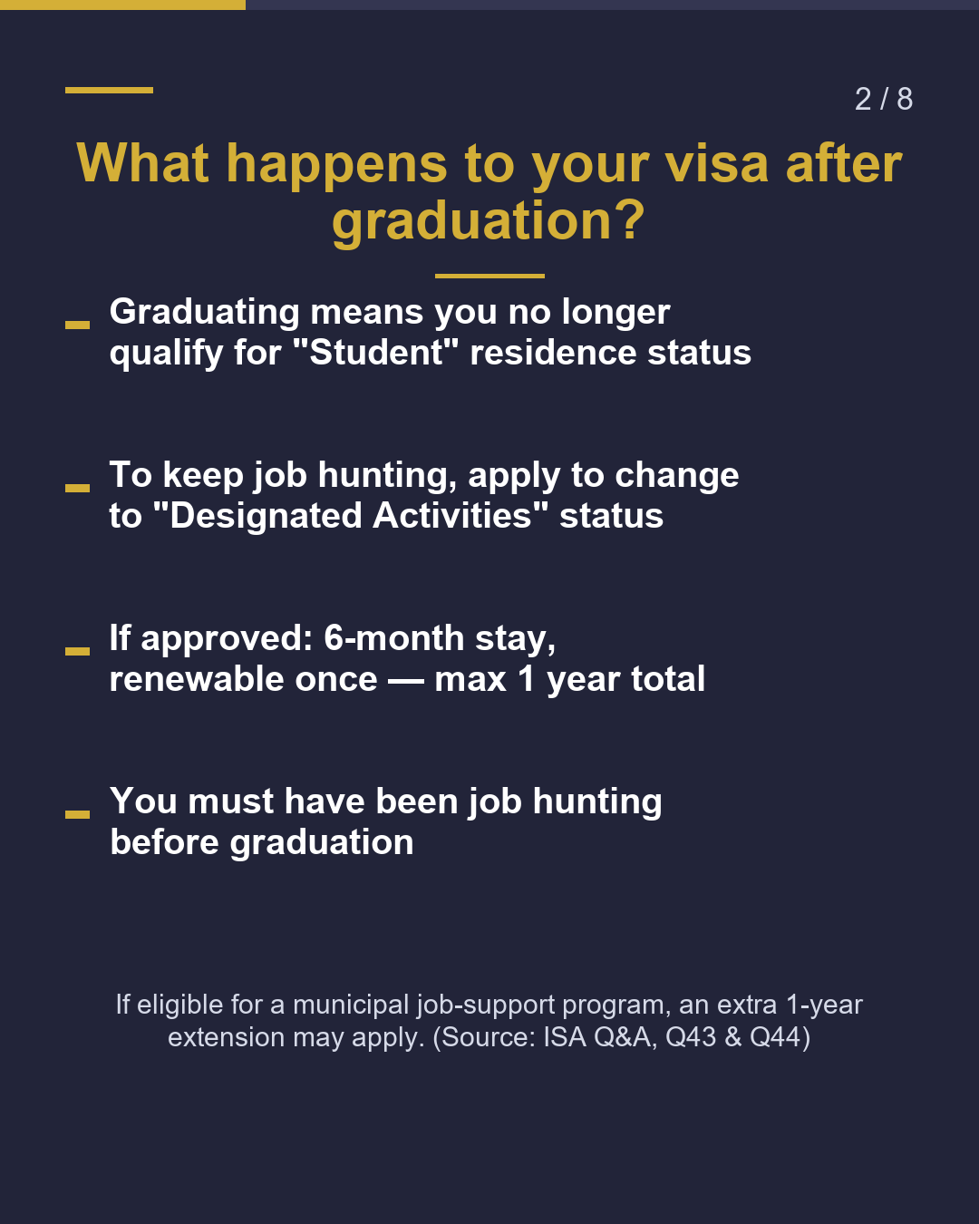 Graduated but no job offer yet? Job-search visa: up to 1 year（2/8）