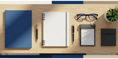 日本のパスポートと在留資格関連書類を整然と並べたデスクの俯瞰イメージ。永住許可申請の要件と書類準備を象徴。