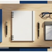 日本のパスポートと在留資格関連書類を整然と並べたデスクの俯瞰イメージ。永住許可申請の要件と書類準備を象徴。