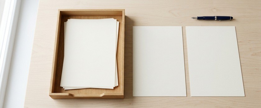 延長される手続と延長されない手続の線引きを象徴する、書類トレイの内側と外側に分けて置かれた無地の用紙のイメージ