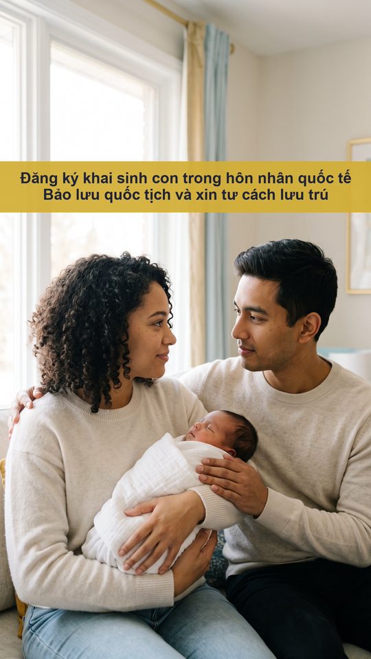 Đăng ký khai sinh con trong hôn nhân quốc tế Bảo lưu quốc tịch và xin tư cách lưu trú