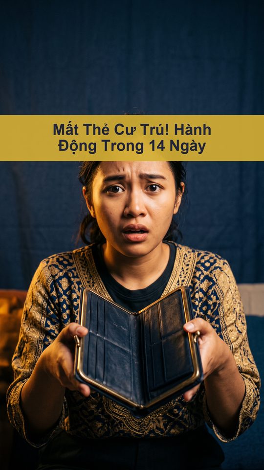 Nếu làm mất thẻ cư trú, bạn cần nộp đơn xin cấp lại trong vòng 14 ngày ⚠️