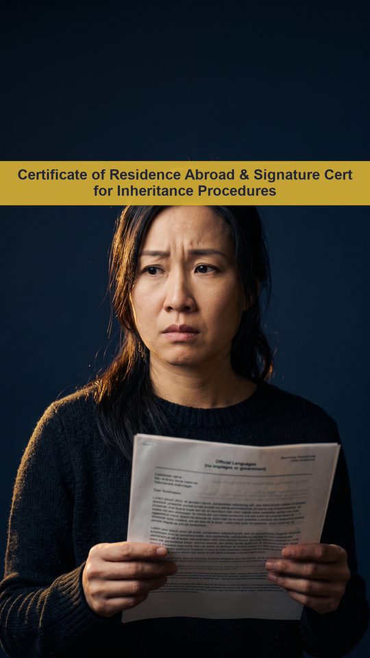 Certificate of Residence Abroad & Signature Cert for Inheritance Procedures
